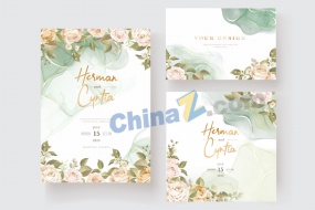 小清新玫瑰婚礼邀请函模板